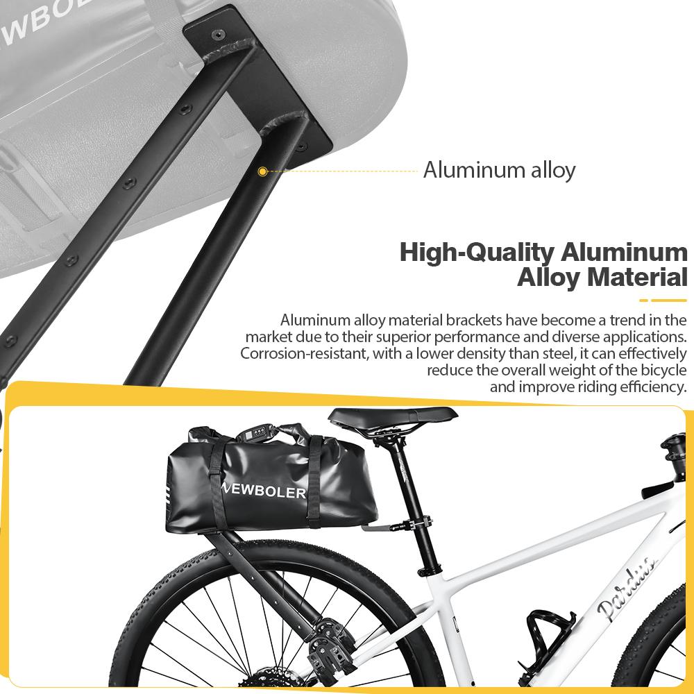 NEWBOLER Aeropack Lega di Alluminio Portapacchi per Bicicletta Serratura a Combinazione Borsa da Bici Bikepacking Per Bici MTB e Gravel Portapacchi Scaffale