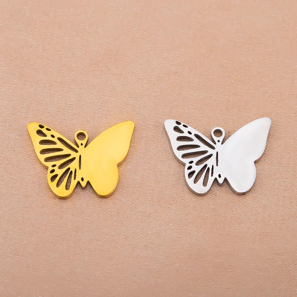 5pcs Stainless Steel Butterfly Pendants Two Color Butterfly Earrings Pendants Fashion Jewelry Making DIY Accessories