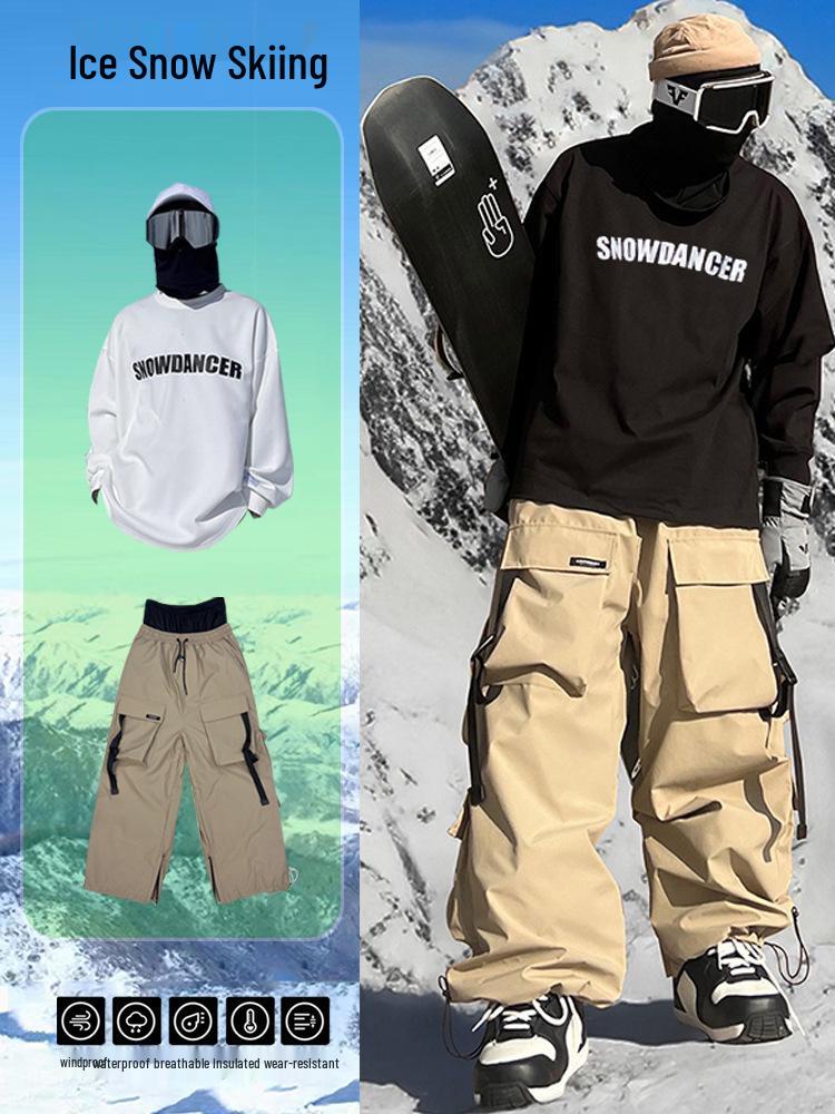 Wodoodporny kombinezon narciarski Xuexiang z wieloma kieszeniami - Grube, ciepłe spodnie śnieżne dla mężczyzn i kobiet
