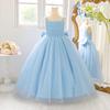 Shiny Sequin Mesh Long Puffy Skirt Bow Princess Dress for Big Kids