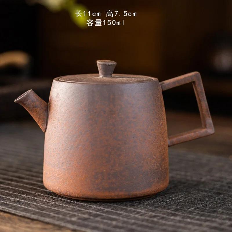 Retro Raw Ore Rough Pottery Tea Pot Chinese Handmade Tea Set Single Tea Kettle Small Kungfu Teapot Teaware