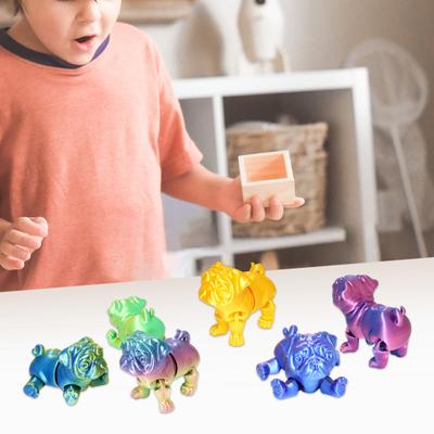 3D Printed Dog Model Collectible Fidget Toy Puppy Ornament with Movable Joints Flexible Stress Relief Pug Toy for Executive Desk