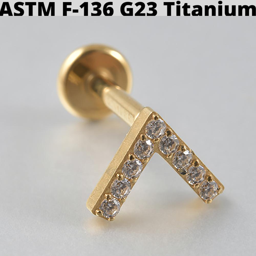 Cz Four Pointed Star G23 Solid Titanium Cartilage Earrings Stud 16G Internally Threaded Sun Helix Ear Tragus Piercing Jewelry