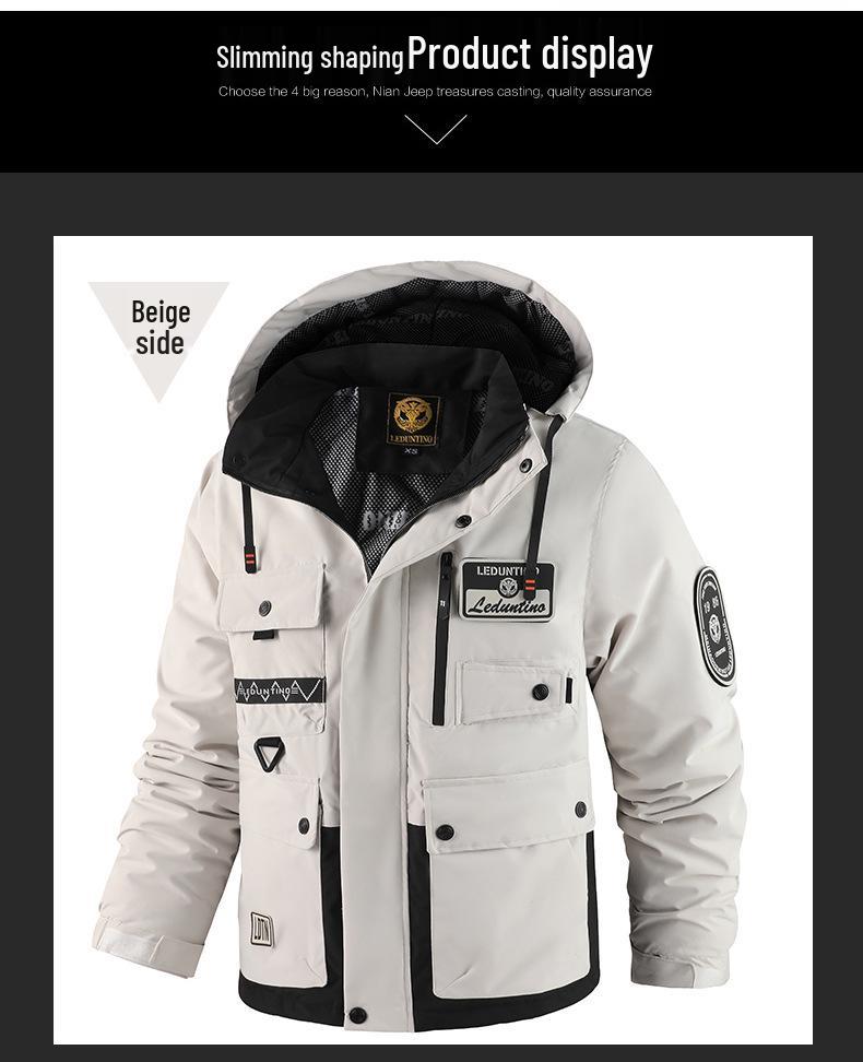 Men's Thickened Waterproof Hooded Cotton Coat - Outdoor Winter Warm, Plus Size Jacket