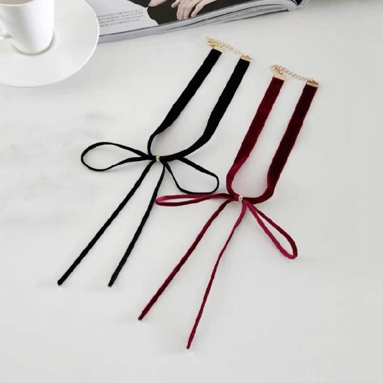 Y2K Bowknot Pendant Choker Jewelry Adjustable Chain Choker Velevet Rope Necklace