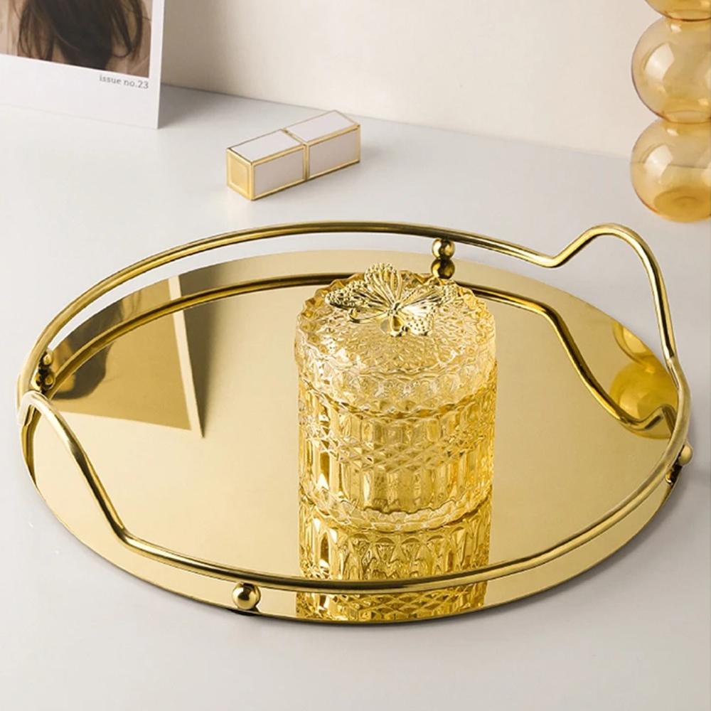 Metal Fruit Plate Decoration Simple Perfume Storage Plate Elegant Home Serving Plate Bathroom Tray Storage Ornaments Modern