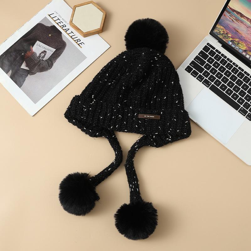 

All-match Gold Wire Thickened Knitted Wool Hat FallSeason and ColdSeason Style DailyWear Cold Hat Outside Warm Hat Showing Small Face average size