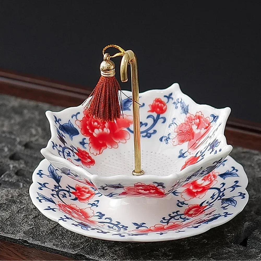 Creative Blue & White Umbrellas Tea Strainers Ornaments Ceramic Tea Filters Chinese Style Accessories Tea Table Decoration Gifts