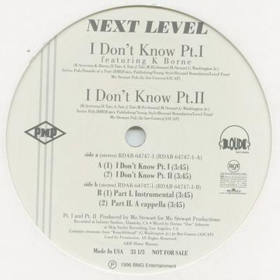 Disco de 12 polegadas NEXT LEVEL, K-BORNE - I Don't Know RDAB647471 RCA, Loud Recor 1997 EUA Rap & Hip-Hop/R&B Usado