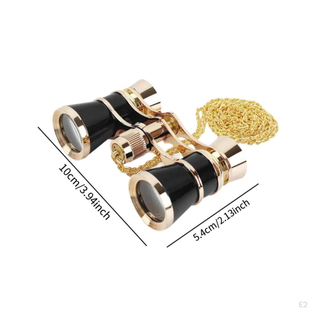 3x25 Opera Glasses Theater Binoculars with Foldable Handle & Chain for Travel Musical