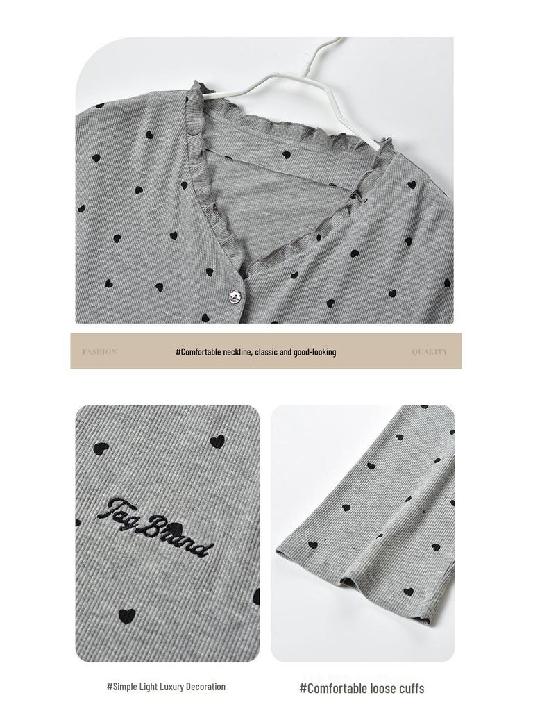 Women's Spring & Autumn Modal Pajama Set: Cardigan, Long Sleeve, Loose Fit, Plus Size