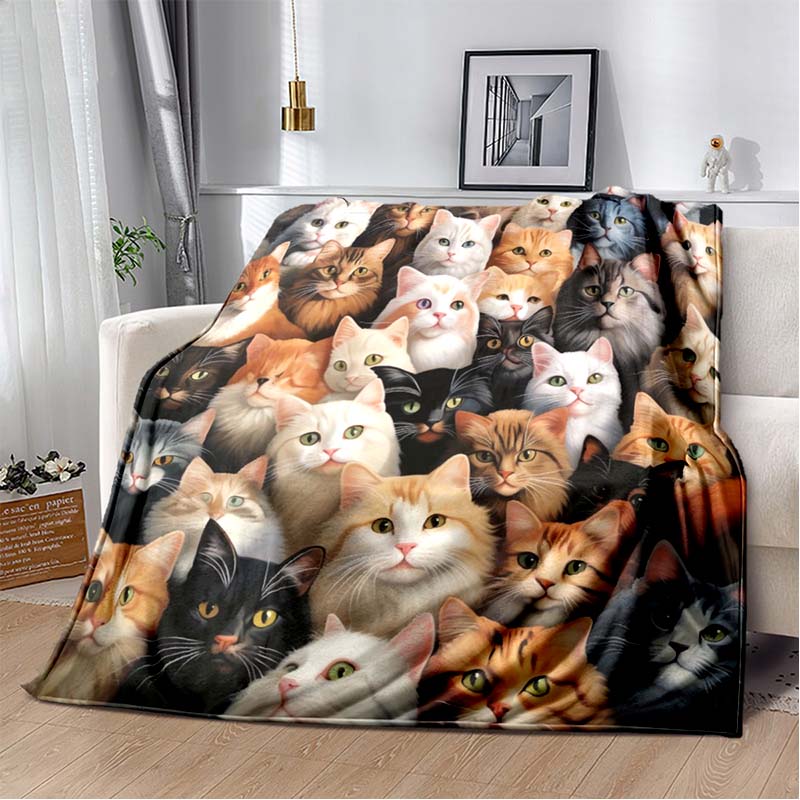 All Breeds Dogs Flannel Blanket, Soft Warm Throw with Multi Dog Faces Print for Bed Sofa, Cozy Bedding for Dog Lovers