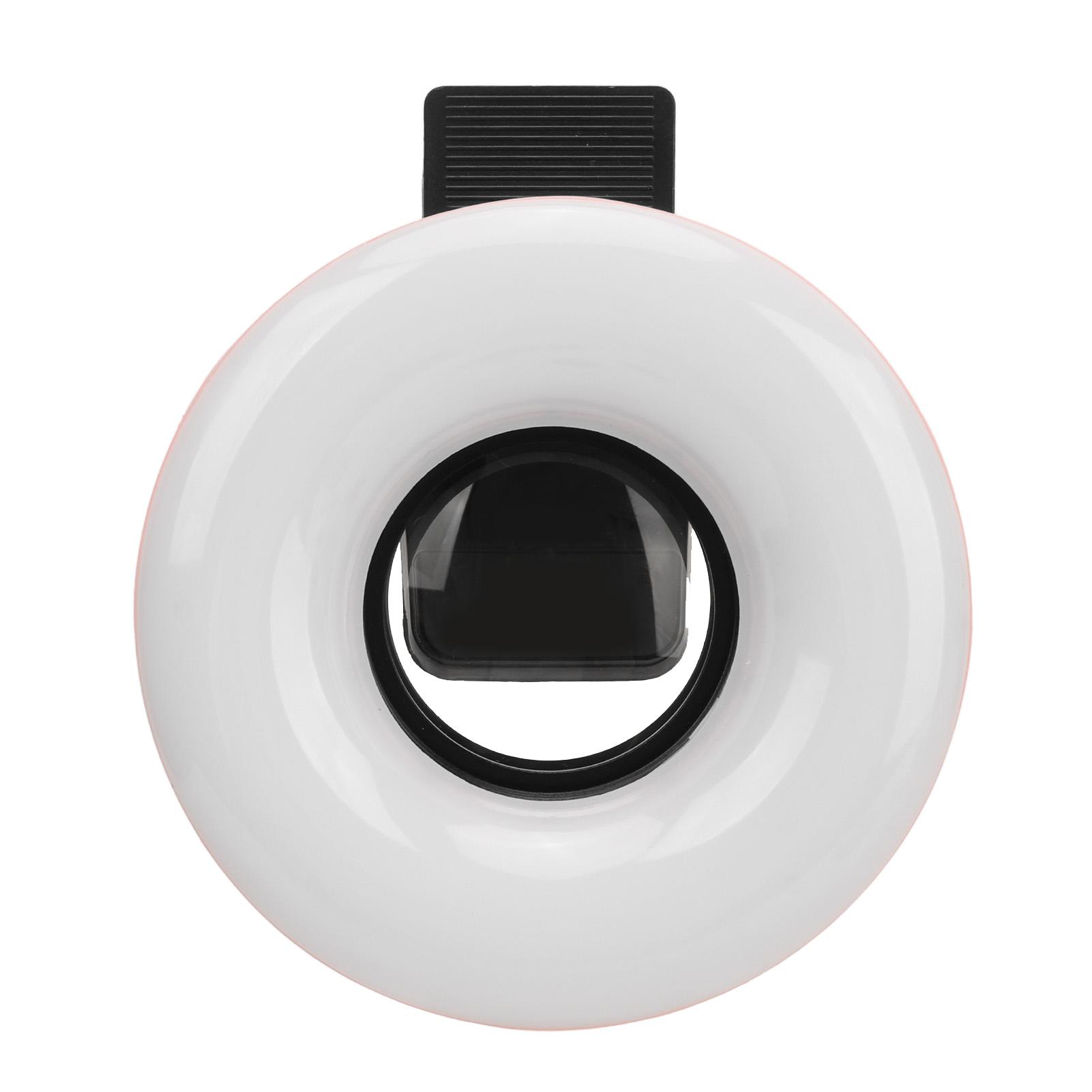 

Макрообъектив с мини-кольцом для подсветки, 15-кратный зум, 3000K‑6500K, 5 регулируемых уровней яркости для телефона розовый