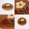 Wakacho Marquetry Small Flower Natural 11 x 11 x Coaster, Coaster, Pattern, Round, Wood, Approx. 1.1 cm, Brown, DZ-61