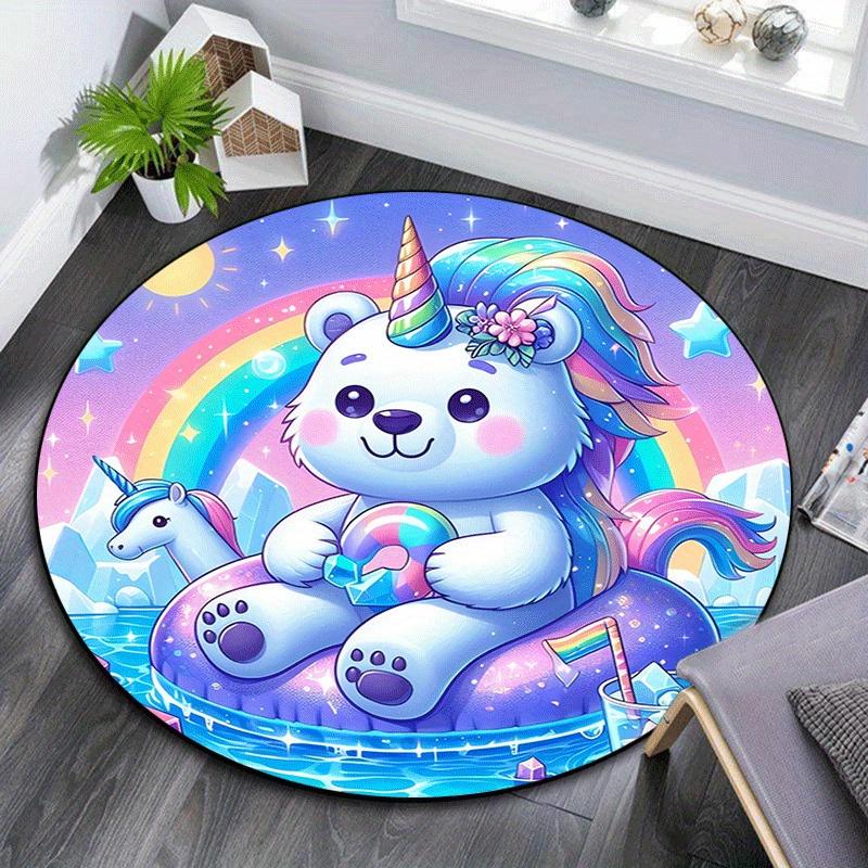 

1pc Soft, Absorbent & Non Slip White bear Round Rug Soft Circle Rug for Living Room & Bedroom Decor, Chair Mats, and Unforgettable Home Gift 80cm by 80cm