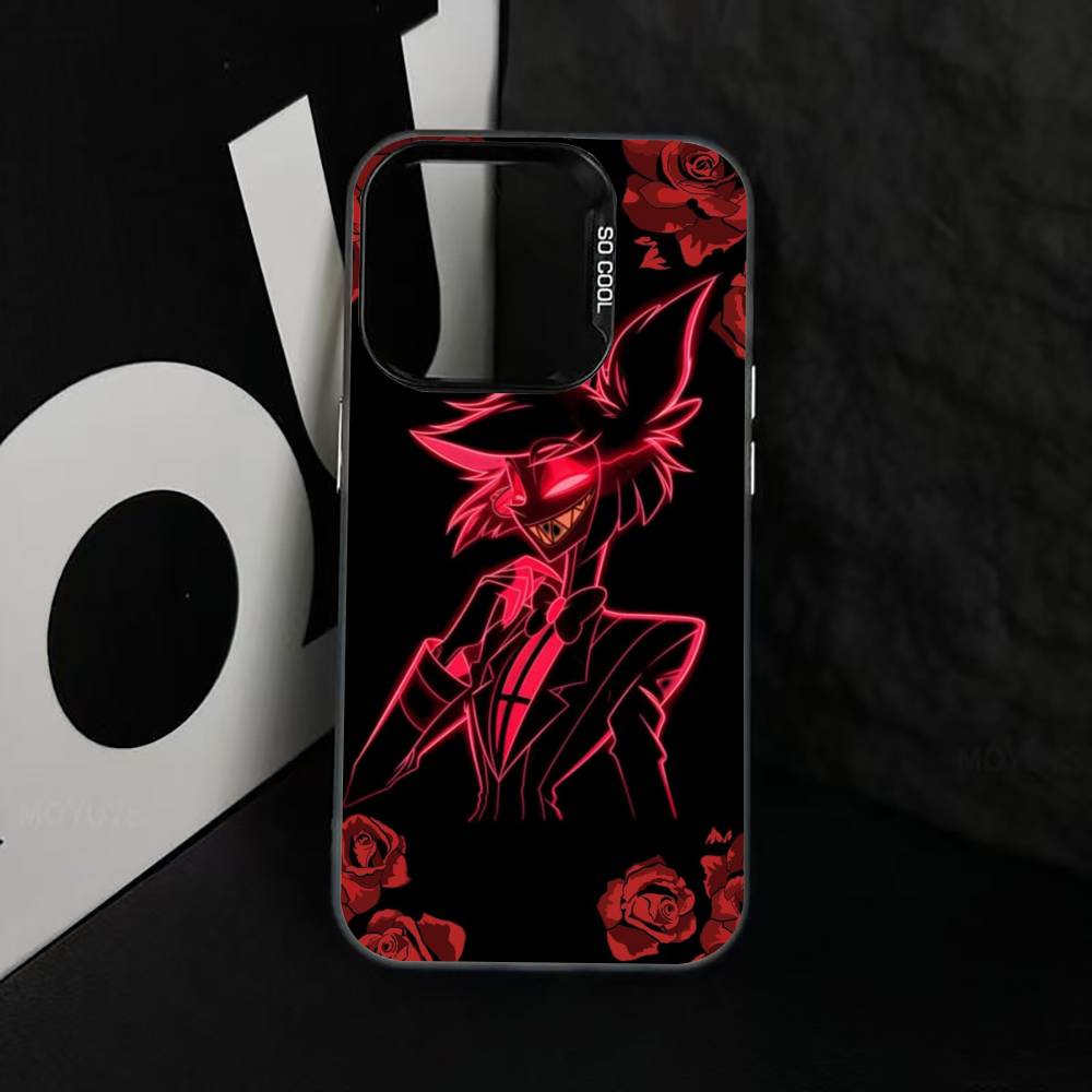 H-Hazbin A-Alastor Phone Case For iPhone 17,16,15,14,13,12,11 Plus,Pro Max,XS,Colored Silver Plated Inside Cover