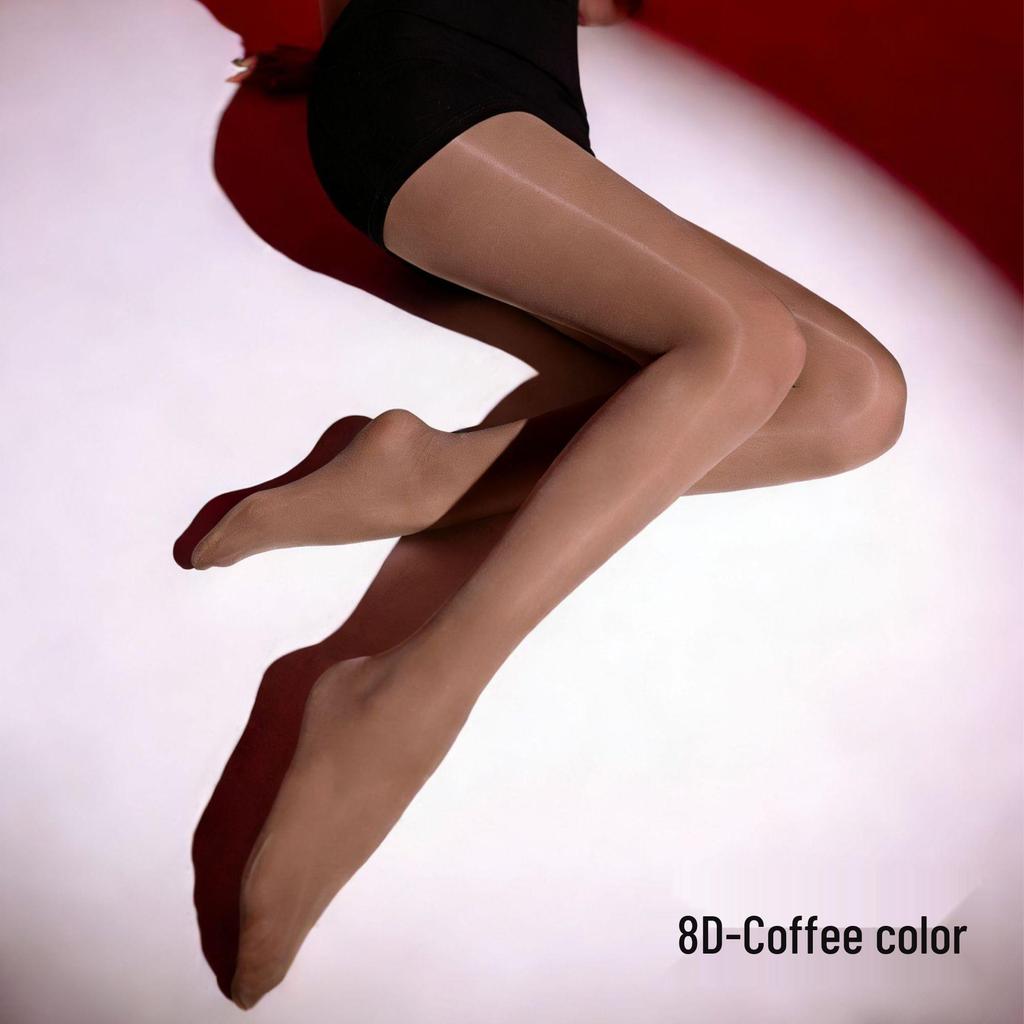 8D Black Silk Horse Oil Gloss Pantyhose, Silky Smooth High Crotch, Plus Size, Super Thin, Anti-Snag Moisturizing Stockings.