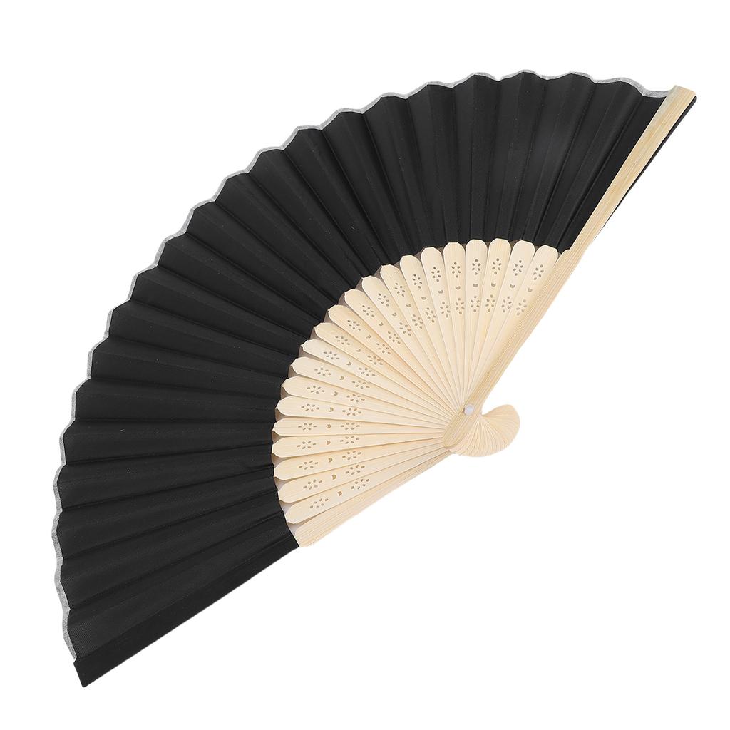 Folding Hand Fan 21cm Blank Silk Fabric Bamboo Folded Hand Fan for Wedding Daily Use