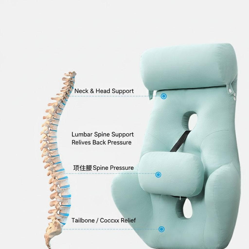 Ergonomic Memory Foam Lumbar and Neck Support Pillow Set | All-in-One Back Cushion for Office Chair & Desk Chair