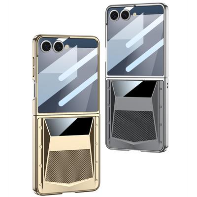 Suitable for Samsung ZFflip7 Mobile Phone Case Folding and Fine Hole Electroplated Phantom Shell Film Integrated Metal Personality Men and Women