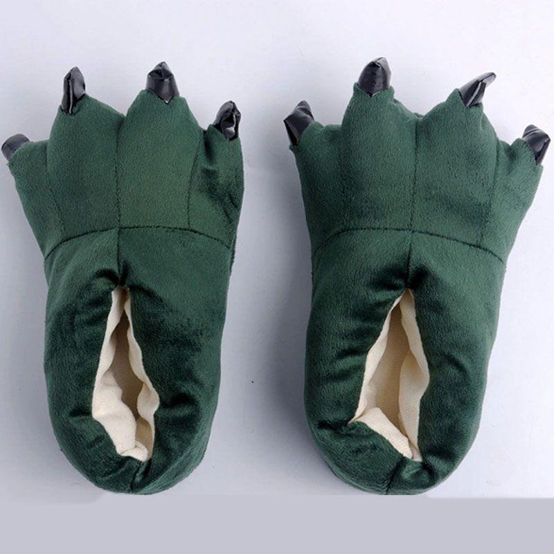 Cozy Dinosaur Cosplay Costume Slippers With Soft Plush Paw Shoes For Winter Warmth