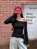 Cross Irregular One-Shoulder Long Sleeve Women's Autumn Top - Off-the-Shoulder Slim Fit with Pleated Base Layer.