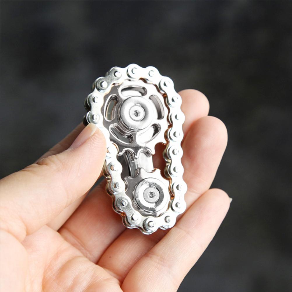 Mini Fidget Spinner Metal Bike Chains Fidget Spinner Toy For Stress Relief Kids Teens Adults Sprocket Flywheel Spinning Gear