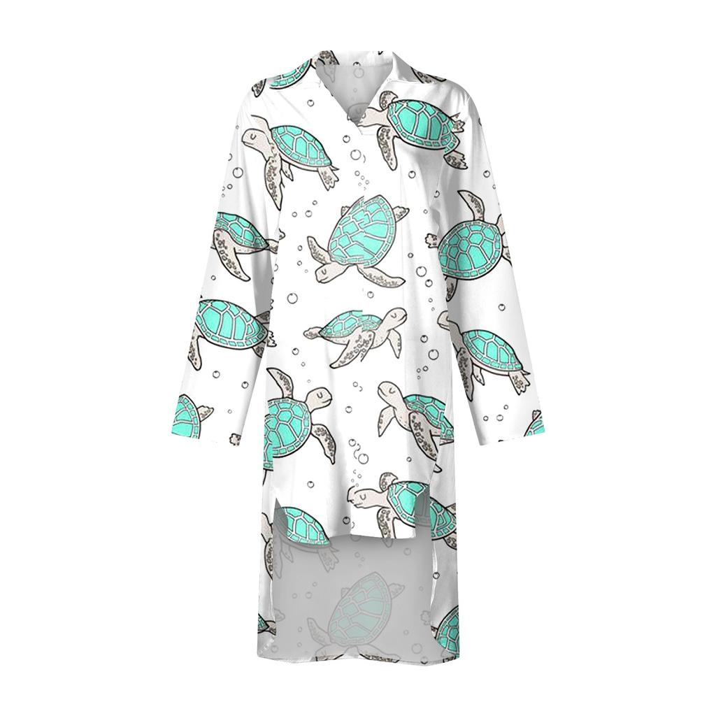 Women Summer Bohemian Dress Casual Print Shirt Dress For Women Fashion Long Sleeve Beach Hawaiian Cover Ups Dresses Clubwear Button Down