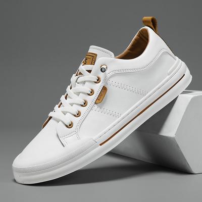 2024 New Men Casual Leather Vulcanized Shoes Comfy Walking Shoes Handmade Lace Up Sneakers Tennis Masculino Flat Designer Shoes