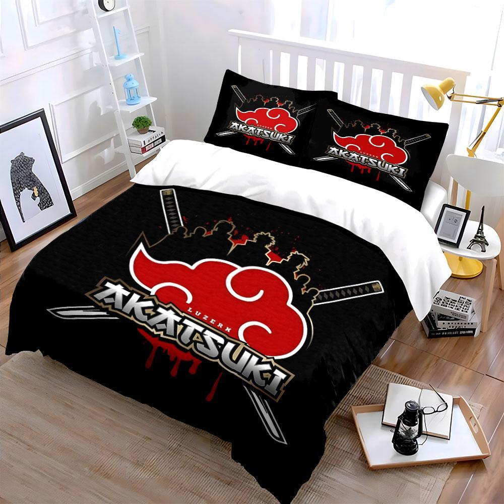 Ninja organizations in Japanese anime Bedding Set for Kids Luxury Gift 3pcs Digital Print Comforter Set Soft Comfortable