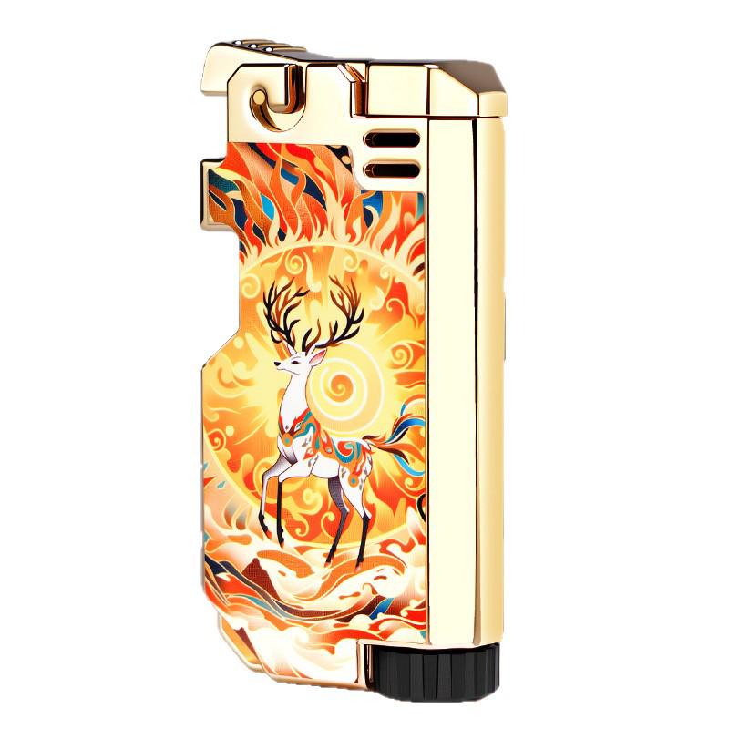 Creative Retro Flint God of Wealth Lighter with Color Print