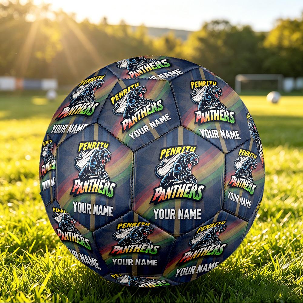 Penrith Panthers Size 5 Football, Custom Name Text Personalized Soccer Ball Sport Training Gift