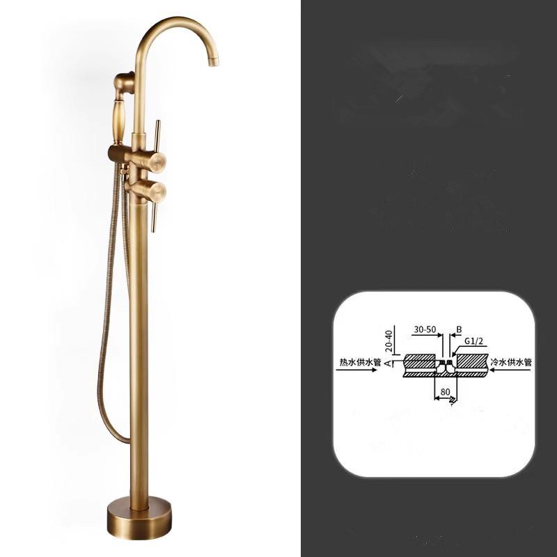 Tuqiu Antique Bathroom Bathtub Faucet With Hand Shower Hot and Cold Faucet Floor Standing Gold/Black/Chrome Bathtub Faucet