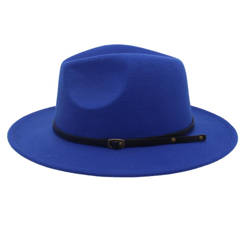 Wholesale Children'S Catwalk Top Hat Belt Buckle Stage Felt Hat Parent-Child Leisure Woolen Hat Big Eaves Jazz Hat Men And Women