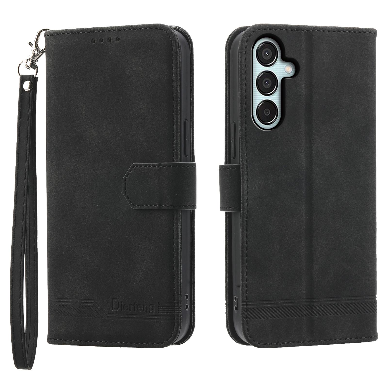 

DIERFENG DF-03 Чехол-подставка с откидной крышкой для Samsung Galaxy M15 5G/F15 5G Чехлы с тисненым держателем для карт Black