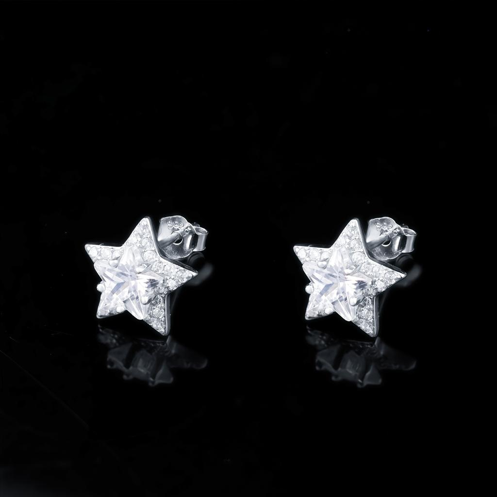 2026 Diamond Star Stud Earrings Fashion Versatile Earrings Trend S925 Sterling Silver Needle Personalized Men's and Women's Stud Earrings