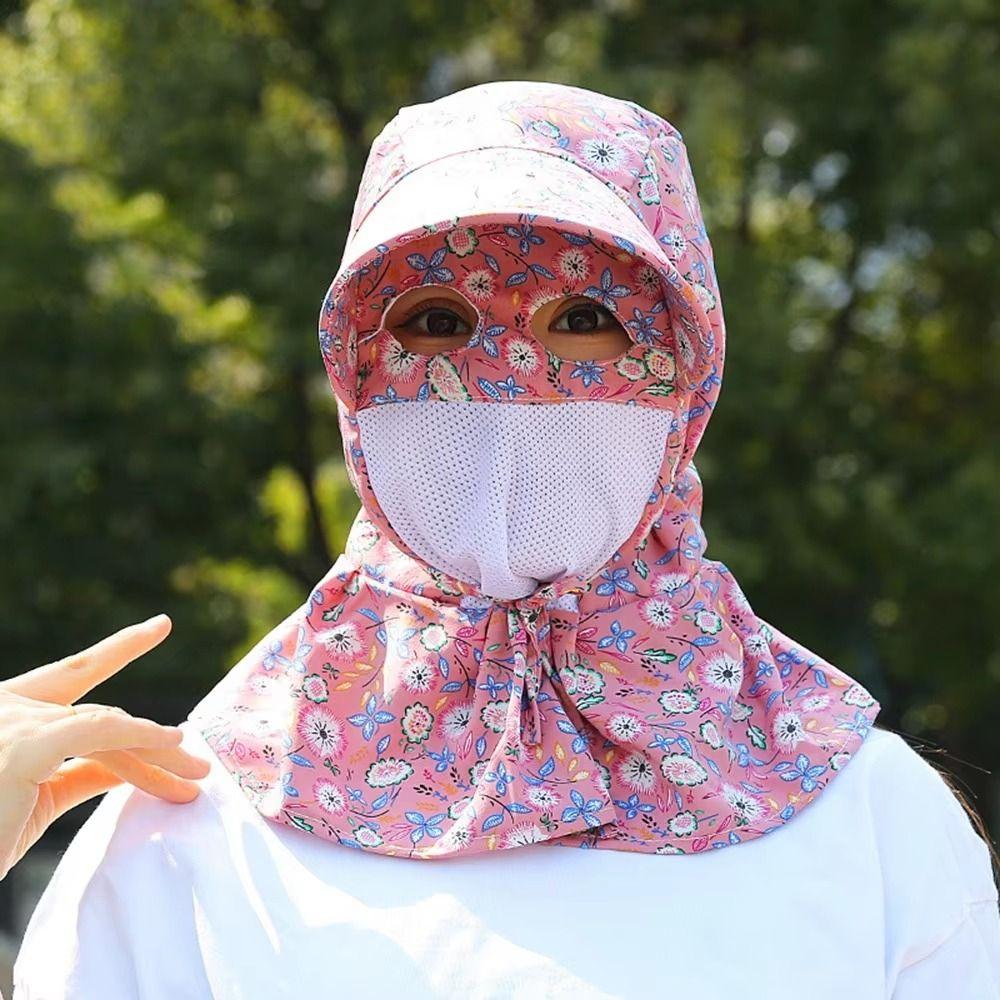 Breathable mesh Floral Tea Picking Cap Anti-UV Wide Brim Sunscreen Hat Summer Season