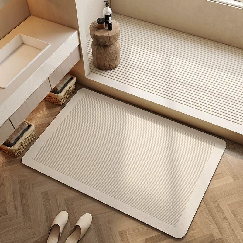 Bathroom Carpet Absorbent Non-slip Floor Mat Solid Color Minimalist Geometric Pattern Rug Toilet Area Mats Home Decoration Rugs