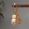 1PC Fortune Cat Pendant Bags Handmade Wooden Gifts Animal Pet Lovers Window Hanging Decoration Car Keys Wood Art Cute Phones