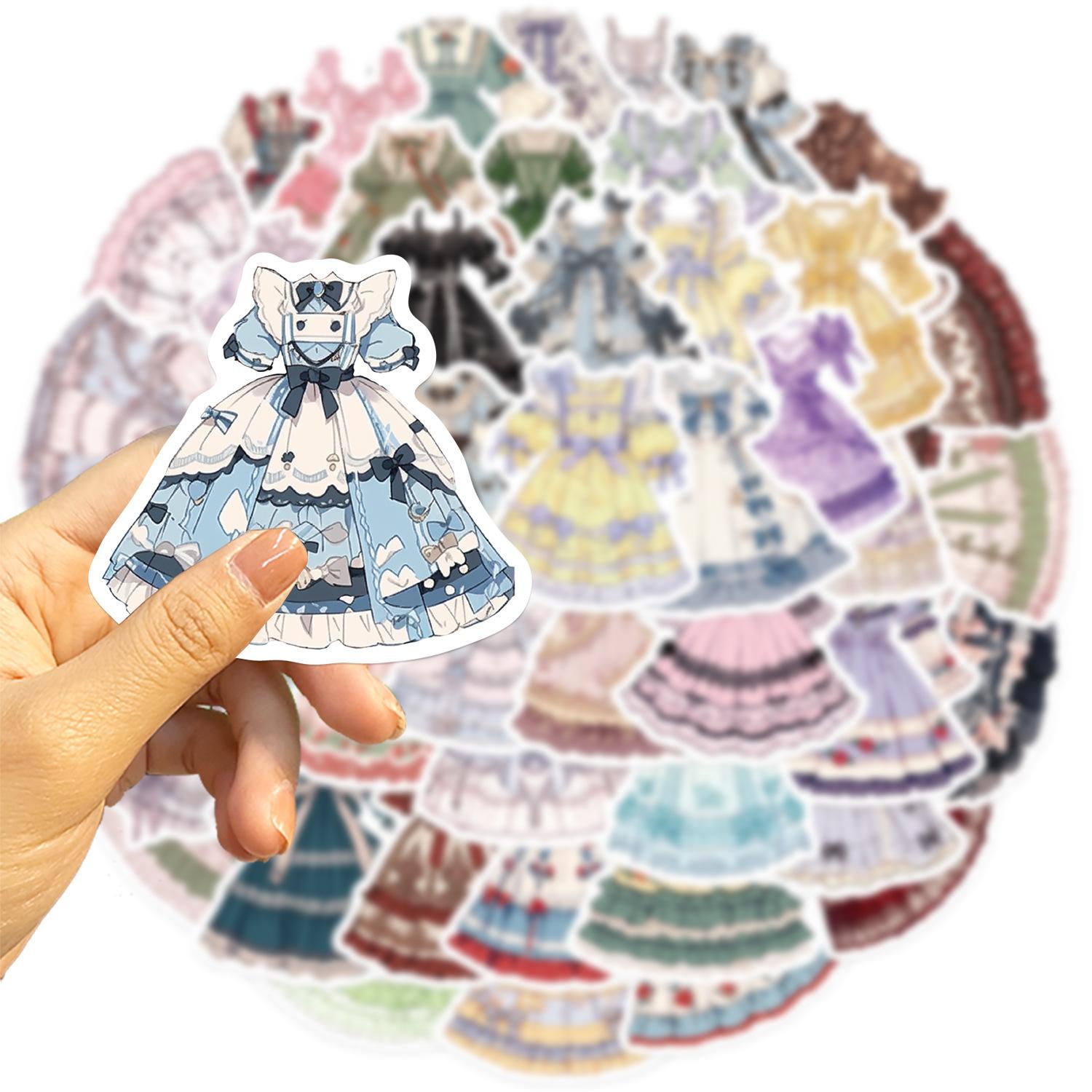 

50 Cartoon Lolita Clothing Stickers Guitar Notebook Suitcase DIY Waterproof Stickers