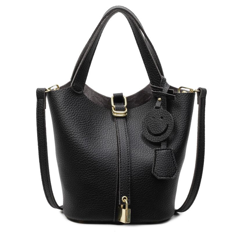 2025 Spring and Summer Hot Sale, High-end Portable Bucket Bag, Women's Casual Versatile Lychee Pattern Texture Messenger Child and Mother Bag