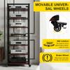 Tower CD Player Stand Height Adjustable Shelves Media Audio Tower Cabinet with Wheels for Living Room Gaming Room Music Studio