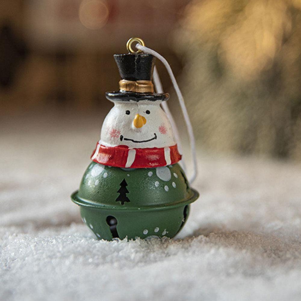 Iron Art Christmas Santa Bell Pendant Cute Xmas Tree Ornaments Snowman Bell Pendant  Christmas