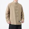 2025 Autumn Men Chinese Style Bamboo Embroidery Shirt Men Long Sleeve Loose Lazy White Shirts Men Cotton Linen Hanfu Tops