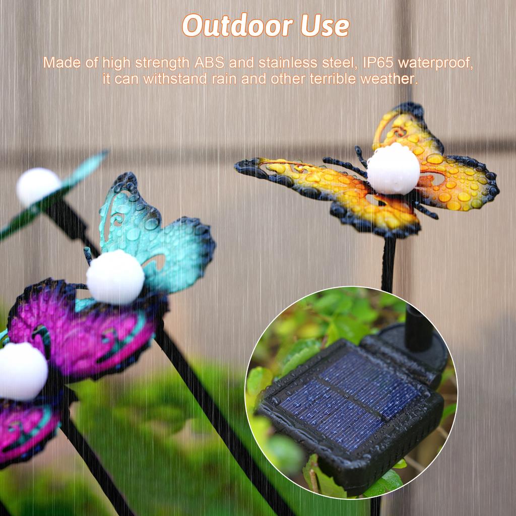 Neoglint Solar Garden Lights Decorative Butterfly Swaying Lawn Lamp Outdoor Landscape Pathway Light IP65 Waterproof