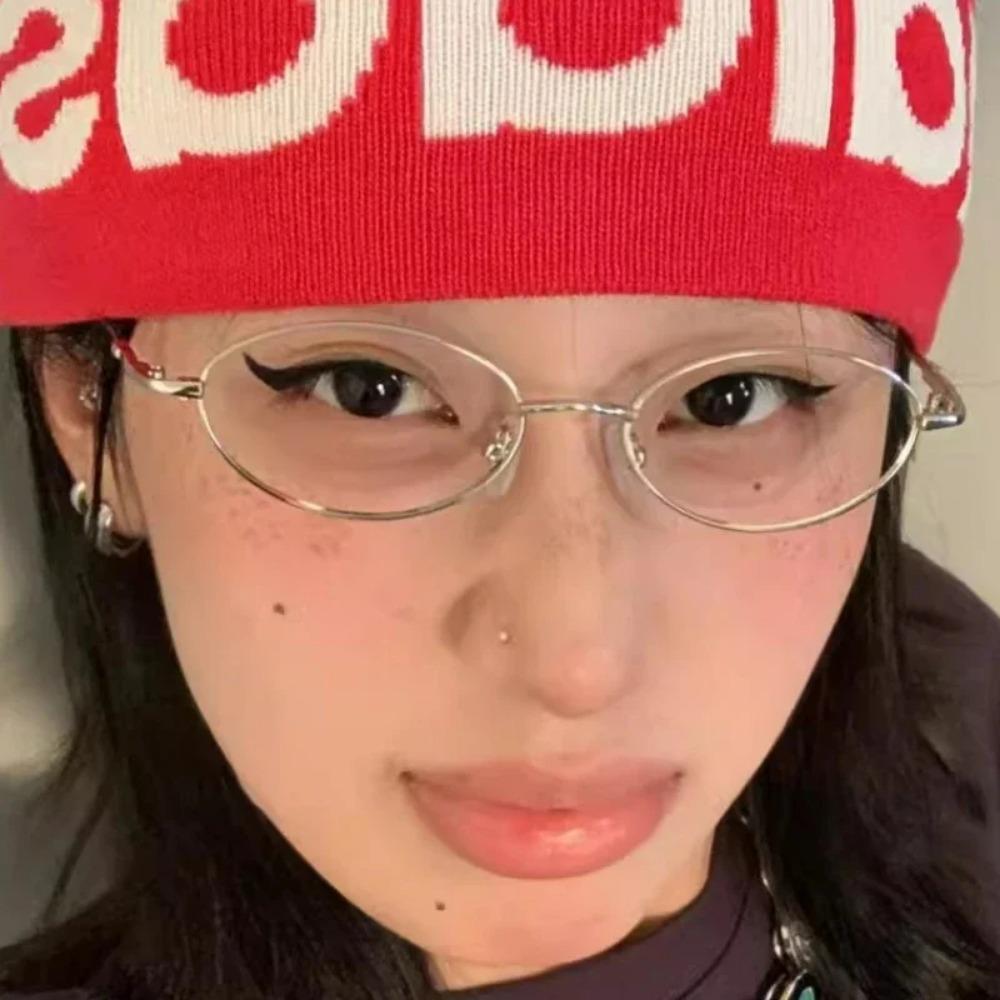 2024 Japanese Harajuku Metal Oval Glasses Gold Silver Metal Square Glasses Vision Care Anti-blue Eyeglasses Frame for Women Men