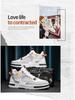Men's Trendy Spring High-Top Breathable White Skate Shoes with Thick Soles