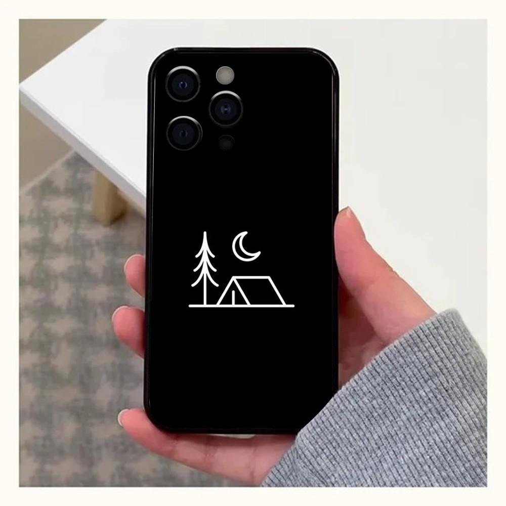 Camping Mountain Outdoor Phone Case For Apple iPhone 15,14,13,12,11,Pro,X,XS,Max,XR,Plus,Mini Soft Black Cover