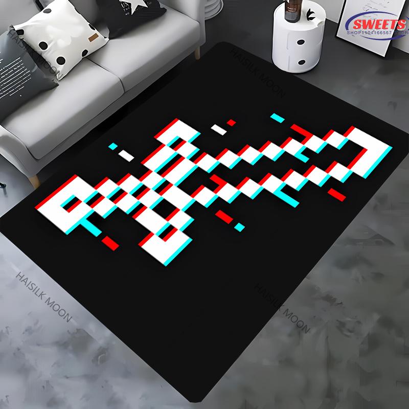 15 Sizes Funny Pixel Pattern Print Rugs Non-Slip Carpet Large Sizes Area Rugs Door Mats for Bedroom Living Room Gaming Room Mats
