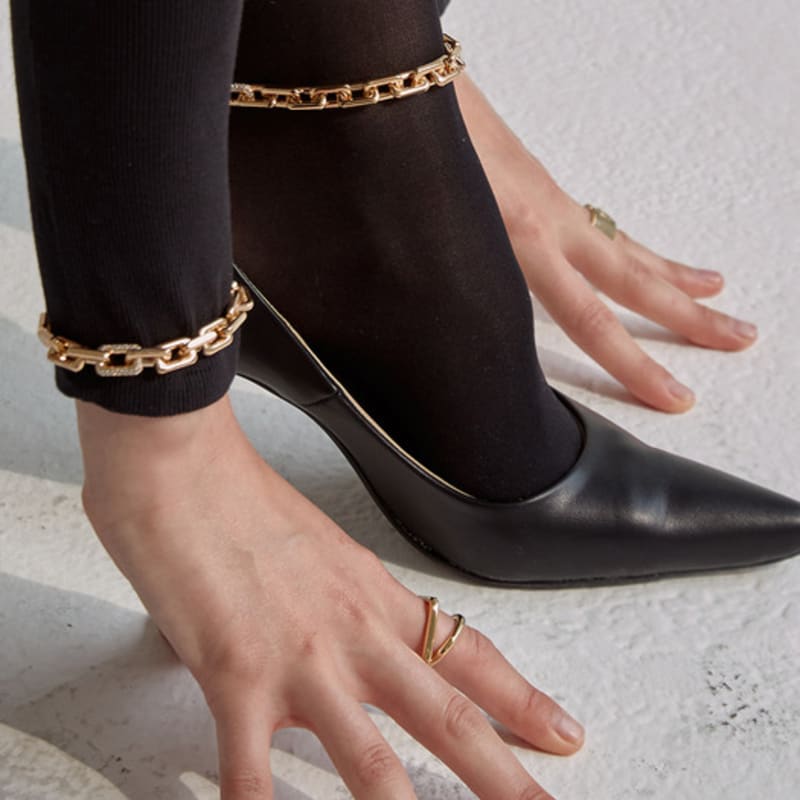 DE NOBLE THE LABEL D BOLD PAVE CHAIN ANKLET